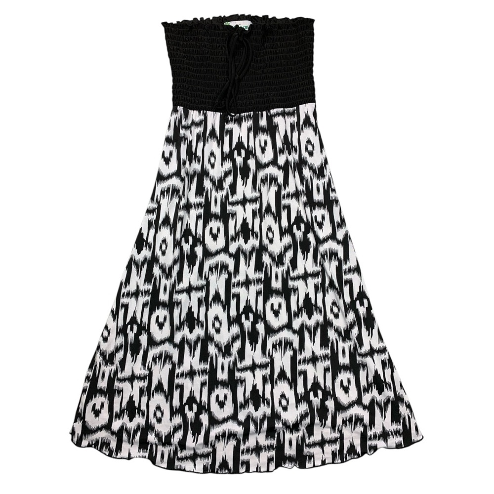 Tube Halter Top Maxi Dress Black White Stretch Top Flowy Portocruz Size Small